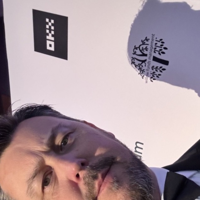 Adam Poulton at a Bitcoin industry gala dinner